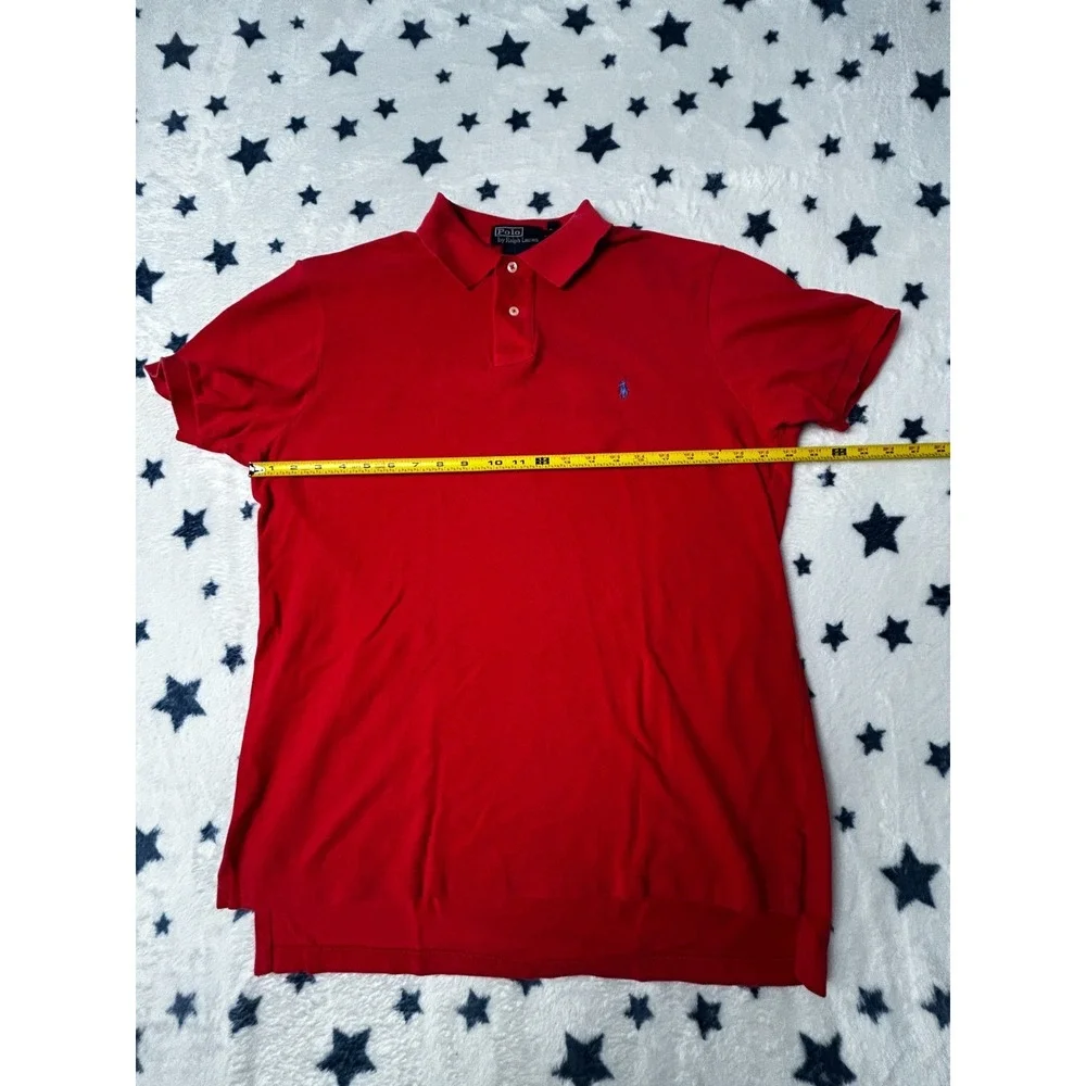 Polo Ralph Lauren Polo Shirt Mens XL Red Blue Pony Short Sleeve Cotton